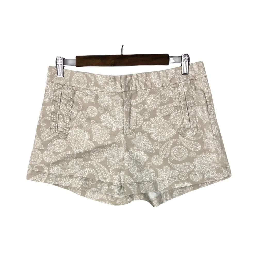 Gap Stretch Khaki & White Paisley Printed Shorts 6